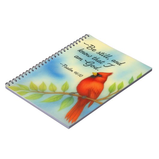 Psalm 46:10 Be Still Red Cardinal Scripture Nature ノートブック (左側)