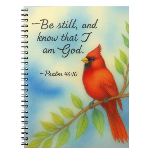 Psalm 46:10 Be Still Red Cardinal Scripture Nature ノートブック (正面)