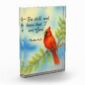 Psalm 46:10 Be Still Red Cardinal Scripture Nature フォトブロック (左)