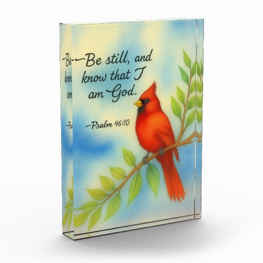 Psalm 46:10 Be Still Red Cardinal Scripture Nature フォトブロック (左)