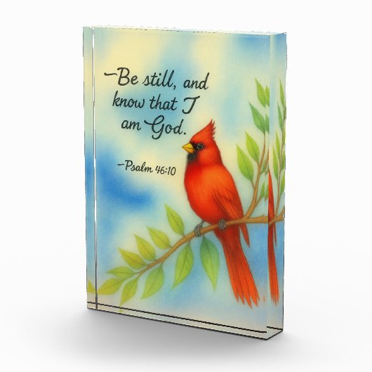 Psalm 46:10 Be Still Red Cardinal Scripture Nature フォトブロック (右)