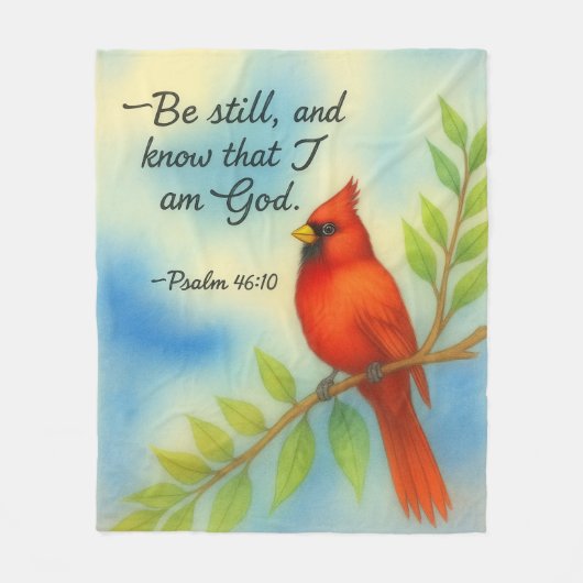 Psalm 46:10 Be Still Red Cardinal Scripture Nature フリースブランケット (正面)