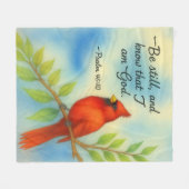Psalm 46:10 Be Still Red Cardinal Scripture Nature フリースブランケット (正面(横))