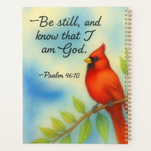 Psalm 46:10 Be Still Red Cardinal Scripture Nature プランナー手帳 (裏面)