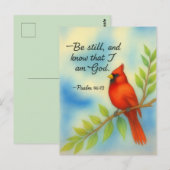 Psalm 46:10 Be Still Red Cardinal Scripture Nature ポストカード (正面/裏面)