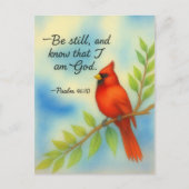 Psalm 46:10 Be Still Red Cardinal Scripture Nature ポストカード (正面)