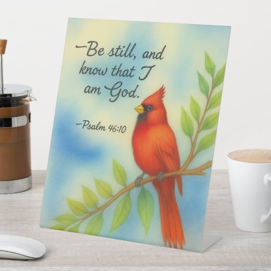 Psalm 46:10 Be Still Red Cardinal Scripture Nature 台座サイン (インサイチュ)