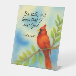 Psalm 46:10 Be Still Red Cardinal Scripture Nature 台座サイン