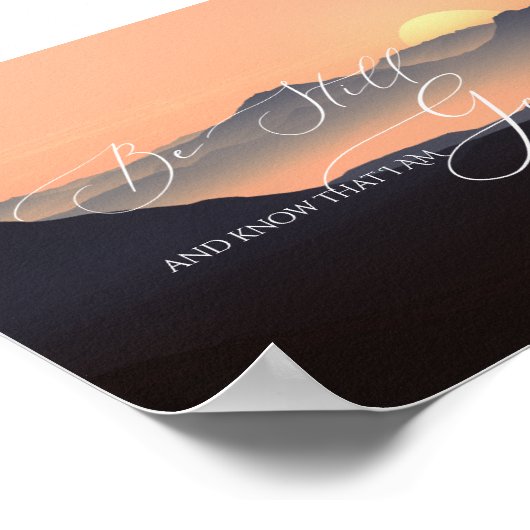 Psalm 46 10, Be Still Sunset Misty Mountain ポスター (角)