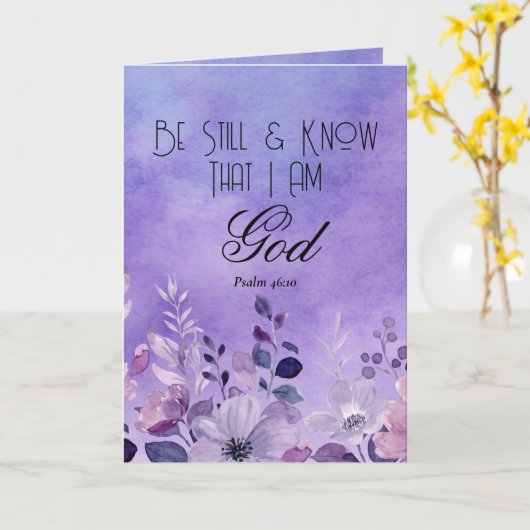 Psalm 46:10 Bible Verse カード (黄色い花)