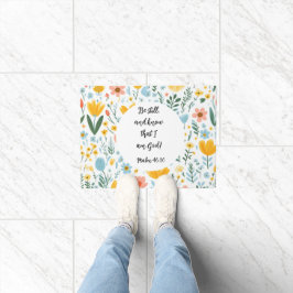 Psalm 46:10 Floral Doormat ドアマット