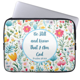 Psalm 46:10 Floral Electronic Bag ラップトップスリーブ