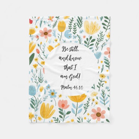 Psalm 46:10 Floral Fleece Blanket フリースブランケット (正面)