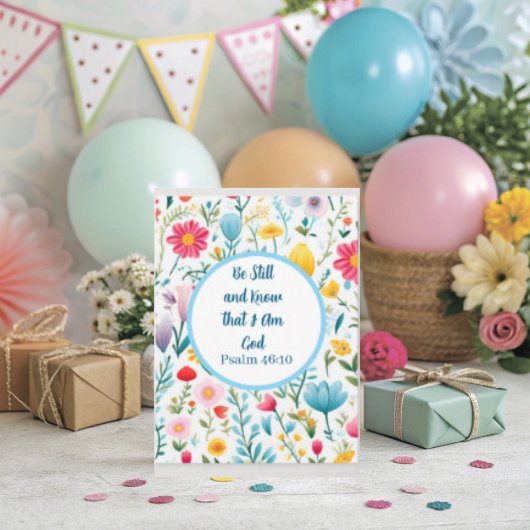 Psalm 46:10 Floral Folded Greeting Card カード