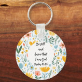 Psalm 46:10 Floral Keychain キーホルダー (正面)