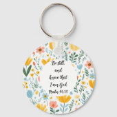 Psalm 46:10 Floral Keychain キーホルダー (裏面)