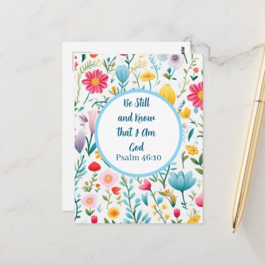 Psalm 46:10 Floral Postcard ポストカード (正面/裏面インサイチュ)