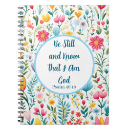 Psalm 46:10 Floral Spiral Photo Notebook ノートブック