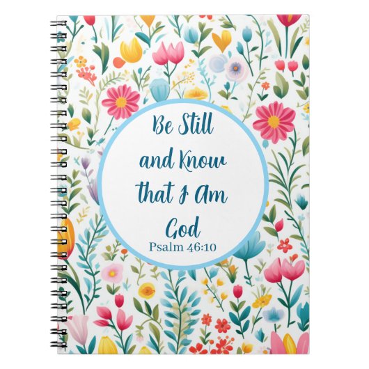 Psalm 46:10 Floral Spiral Photo Notebook ノートブック (正面)