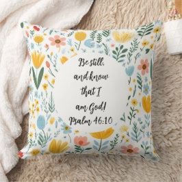Psalm 46:10 Floral Throw Pillow クッション