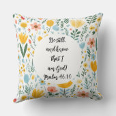 Psalm 46:10 Floral Throw Pillow クッション (裏面)