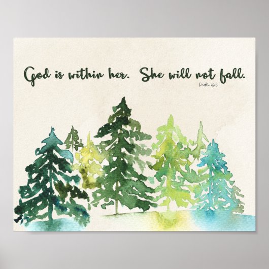 Psalm 46:5 Bible Verse wall Art ポスター (正面)