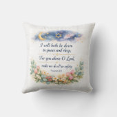 Psalm 4:8 Bedroom Wall Art, Messianic Jewish Gift クッション (裏面)
