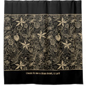 Psalm 51カスタマイズ可能な淡い色の金ゴールドフローラブラック シャワーカーテン (正面)