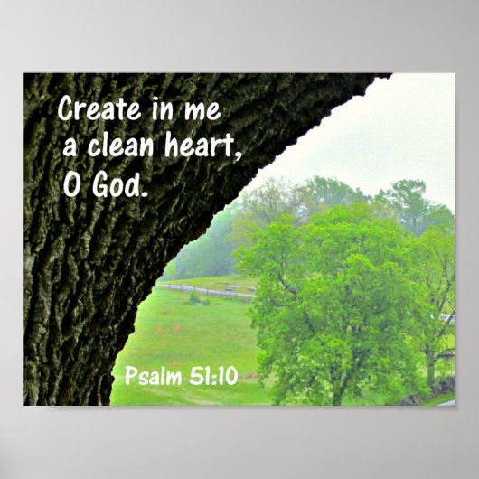 Psalm 51:10きれいなハートを作成する ポスター (正面)