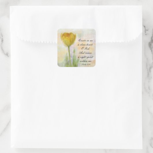 Psalm 51:10清潔なハートを作る スクエアシール (バッグ)