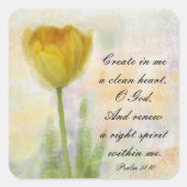 Psalm 51:10清潔なハートを作る スクエアシール (正面)