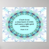 Psalm 51:10 Christian Poster ポスター (正面)