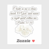 Psalm 51:10 Create In Me白いフローラクリスチャン シール (シート)