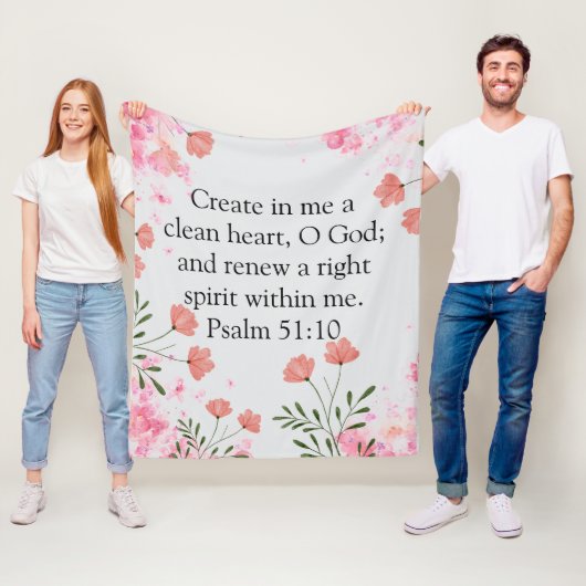 Psalm 51:10 Create In Me Pink Christian フリースブランケット (インサイチュ)