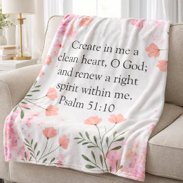 Psalm 51:10 Create In Me Pink Christian フリースブランケット