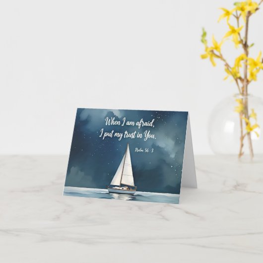 Psalm 56:3 When I am afraid trust in You, faith  カード (黄色い花)