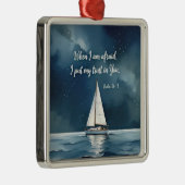 Psalm 56:3 When I am afraid trust in You, faith メタルオーナメント (右)
