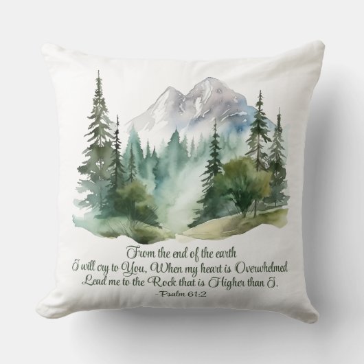 Psalm 61:2 Lead me to the Rock Scripture Mountain クッション (正面)