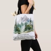 Psalm 61:2 Lead me to the Rock Scripture Mountain トートバッグ (クローズアップ)