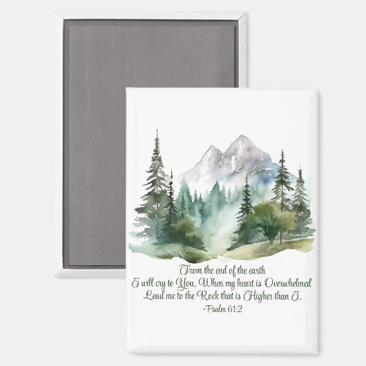 Psalm 61:2 Lead me to the Rock Scripture Mountain マグネット (正面/裏面)