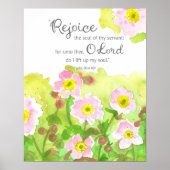 Psalm 86 Scripture Bible Verse Pink Flowers ポスター (正面)
