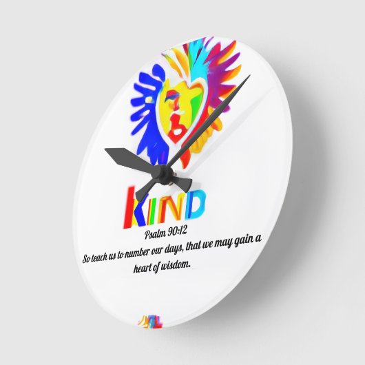 Psalm 90:12 LK Logo Clock – Time with Purpose ラウンド壁時計 (傾斜)