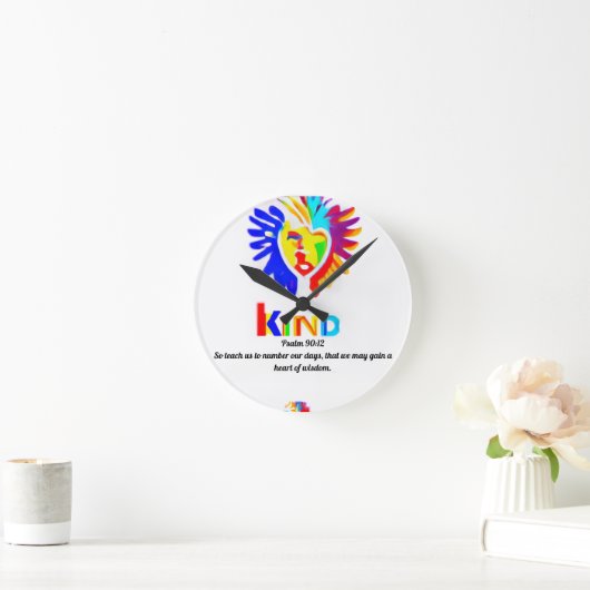 Psalm 90:12 LK Logo Clock – Time with Purpose ラウンド壁時計 (ホーム)