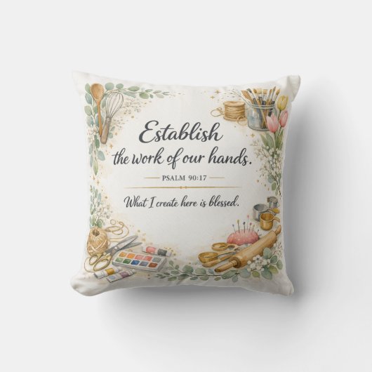 Psalm 90:17 Bible Verse, Messianic Jewish Decor クッション (正面)