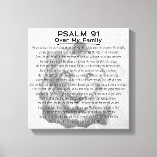 Psalm 91ライオンのアートワーク素朴ファミリーホームデコール キャンバスプリント (正面)