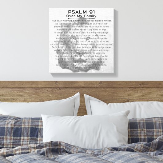 Psalm 91ライオンのアートワーク素朴ファミリーホームデコール キャンバスプリント (インサイチュ (寝室))