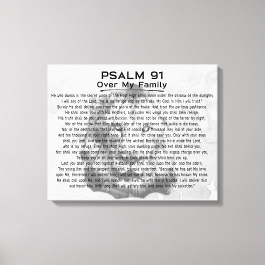 Psalm 91ライオンの水の色のアートワーク家族ホームデコール キャンバスプリント (正面)