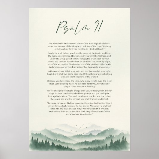 Psalm 91山の垂直プリント：クリスチャン文字 ポスター (正面)