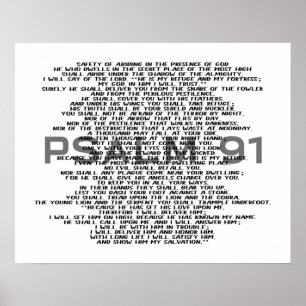 Psalm 91白黒聖なる書物、 経典ウォールアートポスター ポスター
