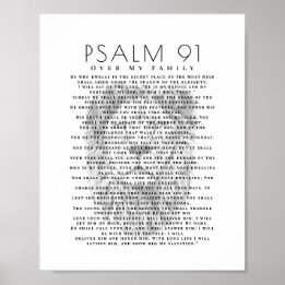 Psalm 91私の家族のライオンの主クリスチャン ポスター